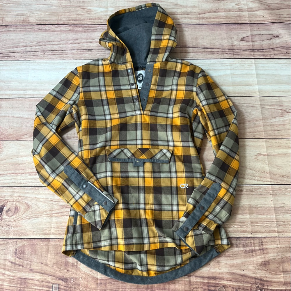 NWOT Club Ride Pop Over Hoody Rider Flannel Pullover Yellow Women’s‎ Size XS